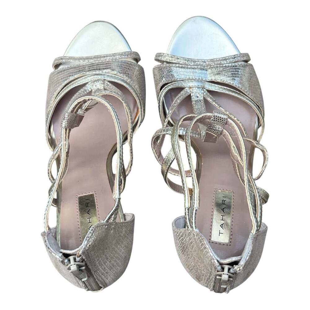 Tahari Bella Gold Metallic Strappy Heeled Sandals Size 6M